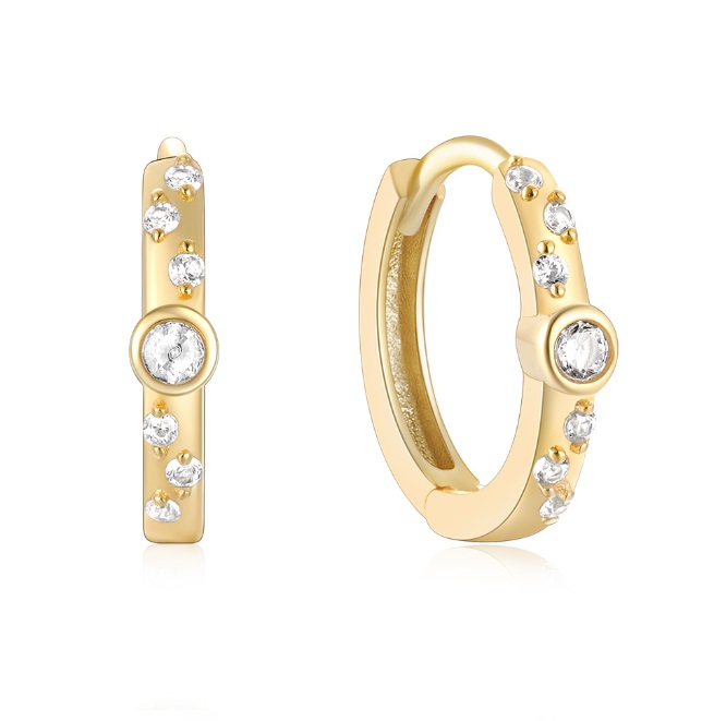 925 Sterling Silver CZ Hoop Earrings